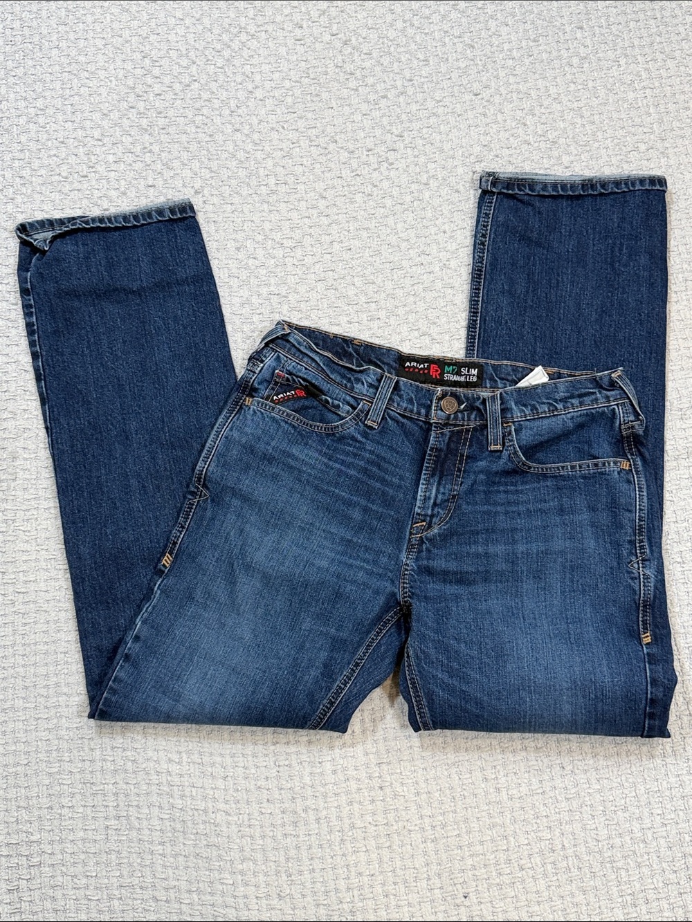Mens Ariat Fire Resistant M7 Slim Straight Leg Jean Calville Sales Sample Jeans - Picture 2 of 15